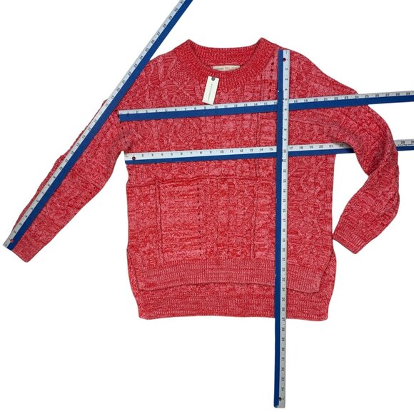 Anthropologie Pilcro Jasmine Cable Knit Tunic Sweater XS Raspberry Marled NWT - Picture 5 of 12